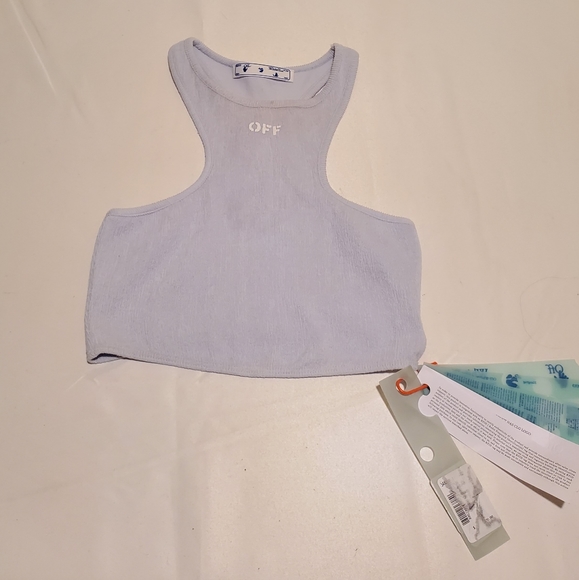Off-White Ribbed Rowing Cropped Light Blue Top - Picture 5 of 9